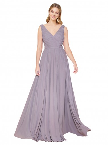 Sleeveless Dusty Rose V-Back A-Line V-Neck Formal Evening Gown / Prom Dress / Bridesmaid Dress Maidstone