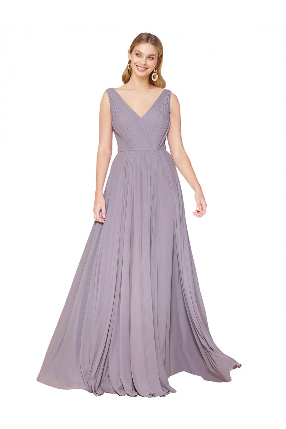 Sleeveless Dusty Rose V-Back A-Line V-Neck Formal Evening Gown / Prom Dress / Bridesmaid Dress Maidstone