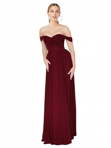 Sleeveless Burgundy Mermaid Off the Shoulder Formal Dress / Bridesmaid Dress Maidstone
