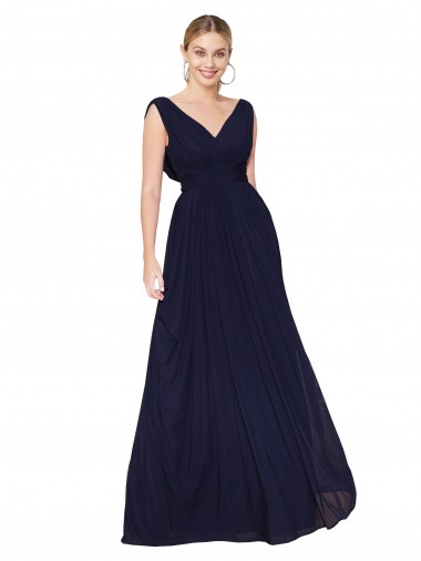 Sleeveless Dark Navy A-Line V-Neck Formal Evening Gown / Prom Dress / Bridesmaid Dress Maidstone