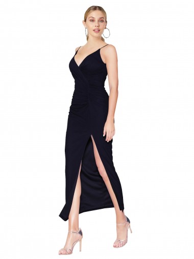 Sleeveless Dark Navy V-Back Mermaid Soft Chiffon V-Neck Formal Evening Gown / Prom Dress / Bridesmaid Dress Maidstone