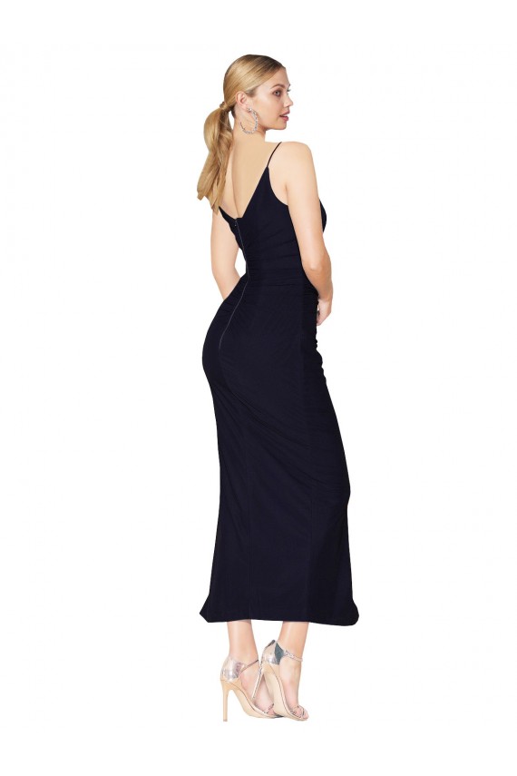 Sleeveless Dark Navy V-Back Mermaid Soft Chiffon V-Neck Formal Evening Gown / Prom Dress / Bridesmaid Dress Maidstone