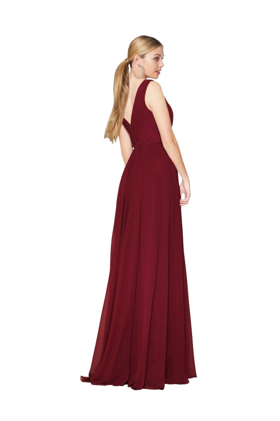 Sleeveless Burgundy V-Back A-Line V-Neck Formal Dress / Bridesmaid Dress Maidstone