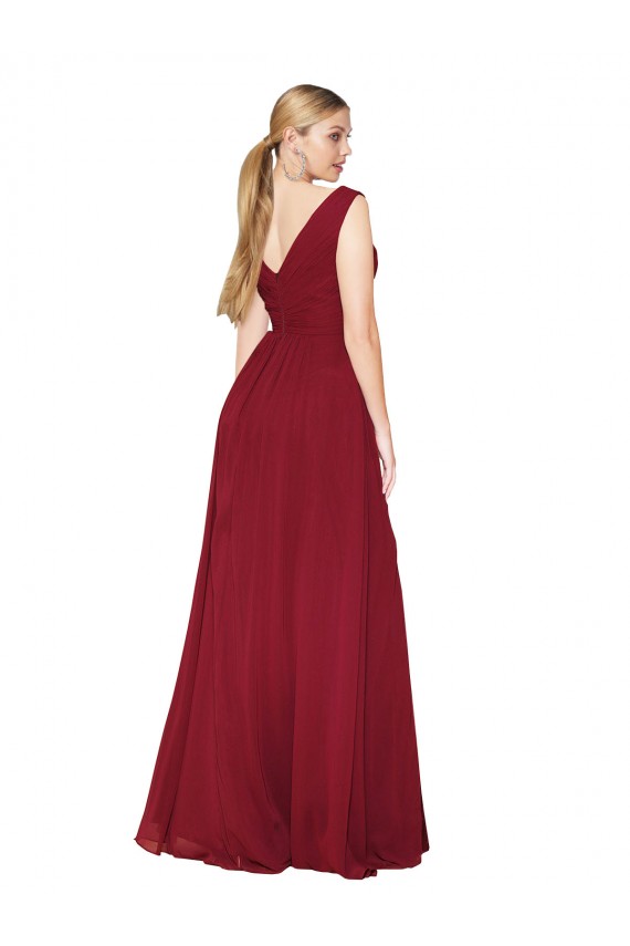 Sleeveless Burgundy V-Back A-Line V-Neck Black Tie Evening Gown / Prom Dress / Bridesmaid Dress Maidstone