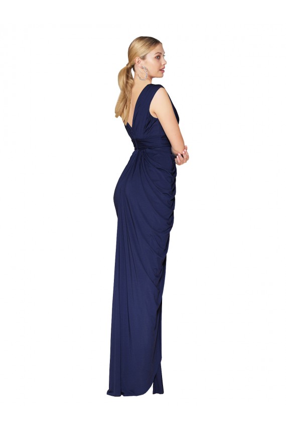 Sleeveless Dark Navy V-Back Mermaid V-Neck Formal Evening Gown / Prom Dress / Bridesmaid Dress Maidstone