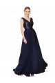 Sleeveless Dark Navy V-Back A-Line V-Neck Semi Formal Evening Gown / Prom Dress / Bridesmaid Dress Maidstone
