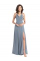 Sleeveless Dusty Blue V-Back A-Line Halter Neck Bridesmaid Dress Maidstone