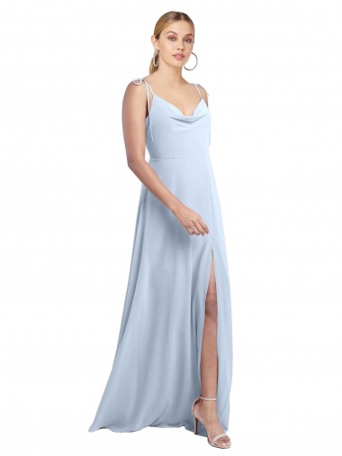 Sleeveless Light Sky Blue V-Back A-Line Spaghetti Straps Bridesmaid Dress / Evening Gowns Maidstone