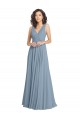 Sleeveless Dusty Blue V-Back A-Line V-Neck Bridesmaid Dress Maidstone