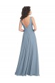 Sleeveless Dusty Blue V-Back A-Line V-Neck Bridesmaid Dress Maidstone