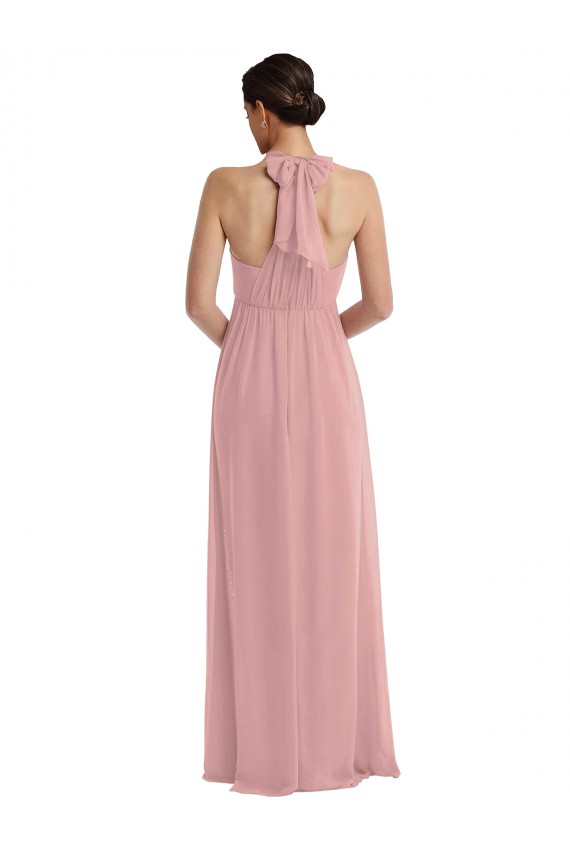 Sleeveless Dusty Pink A-Line Halter Neck Semi Formal Evening Dress / Bridesmaid Dress Maidstone