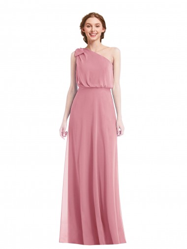 Sleeveless Skin Pink A-Line One Shoulder Semi Formal Evening Dress / Bridesmaid Dress Maidstone