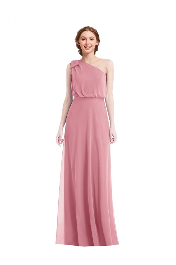Sleeveless Skin Pink A-Line One Shoulder Semi Formal Evening Dress / Bridesmaid Dress Maidstone