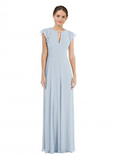Flutter Sleeves Sea Glass V-Back A-Line Bateau Neck Formal Evening Gown / Bridesmaid Dress Maidstone