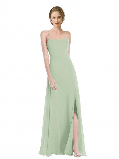 Sleeveless Sage Criss Cross Back A-Line Scoop Neck Semi Formal Evening Dress / Bridesmaid Dress Maidstone