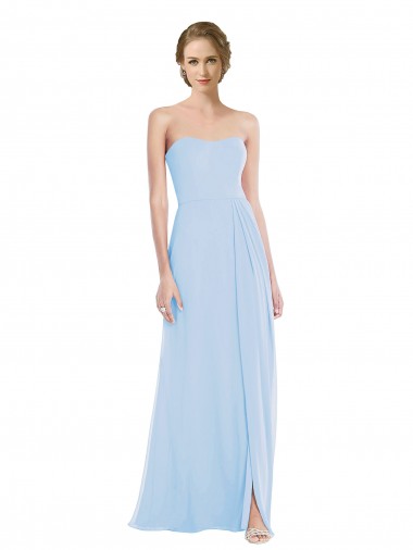 Sleeveless Light Sky Blue A-Line Soft Chiffon Sweetheart Formal Dress / Bridesmaid Dress Maidstone