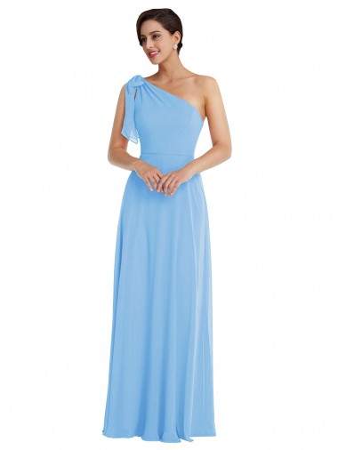 Sleeveless Periwinkle Trumpet One Shoulder Semi Formal Evening Dress / Bridesmaid Dress Maidstone