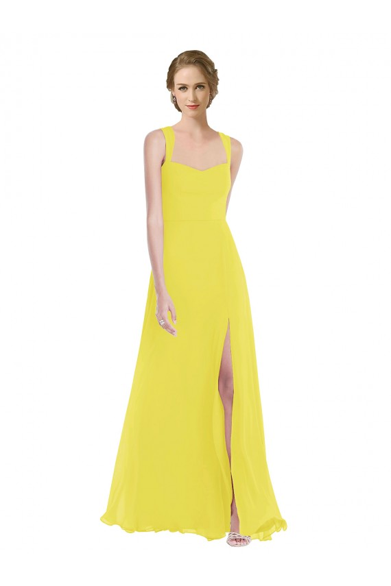 Sleeveless Yellow A-Line Spaghetti Straps Semi Formal Evening Dress / Bridesmaid Dress Maidstone