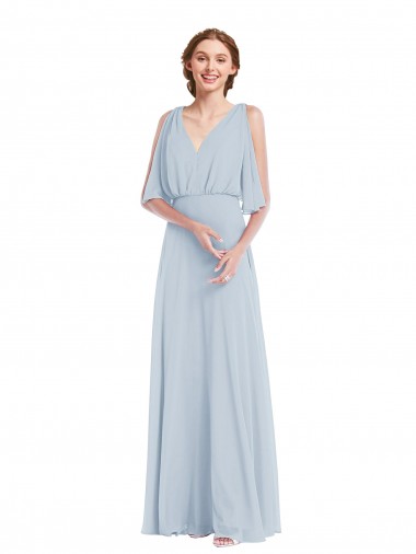 Half Sleeves Sea Glass A-Line V-Neck Evening Gown / Bridesmaid Dress Maidstone