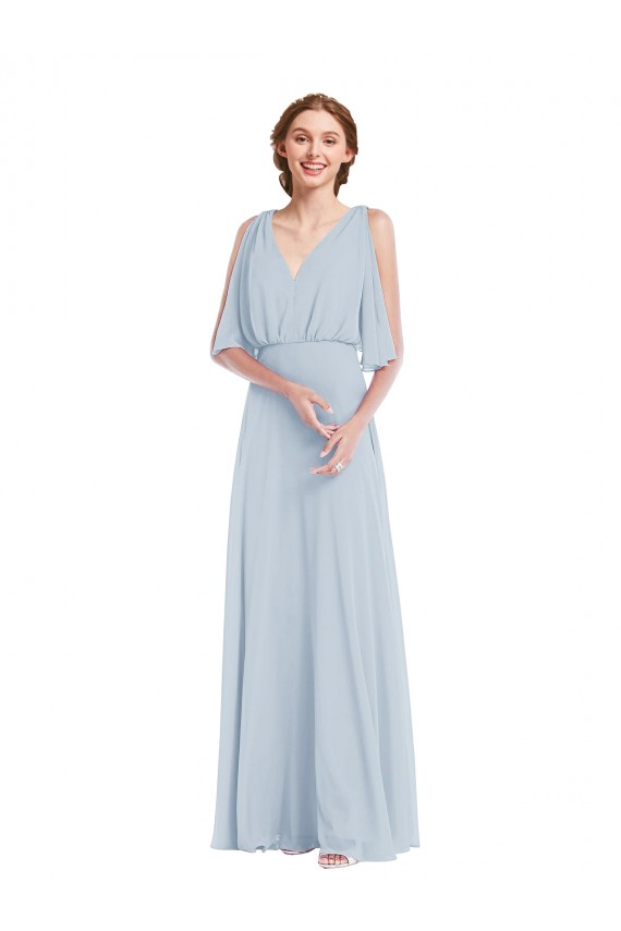 Half Sleeves Sea Glass A-Line V-Neck Evening Gown / Bridesmaid Dress Maidstone