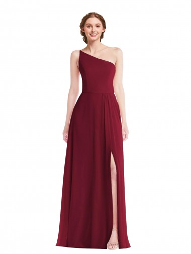 Sleeveless Burgundy A-Line One Shoulder Semi Formal Evening Dress / Bridesmaid Dress Maidstone