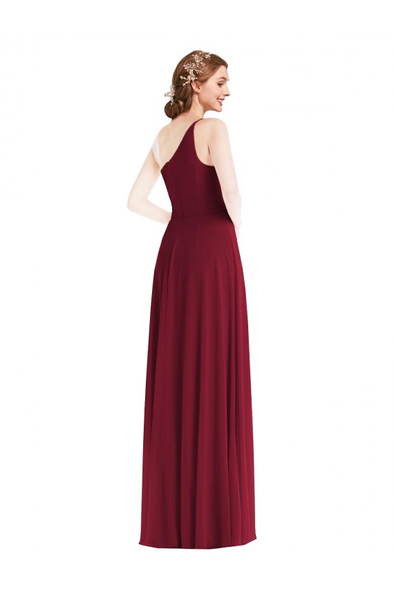 Sleeveless Burgundy A-Line One Shoulder Semi Formal Evening Dress / Bridesmaid Dress Maidstone
