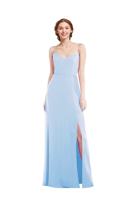 Sleeveless Light Sky Blue A-Line Spaghetti Straps Formal Evening Gown / Bridesmaid Dress Maidstone