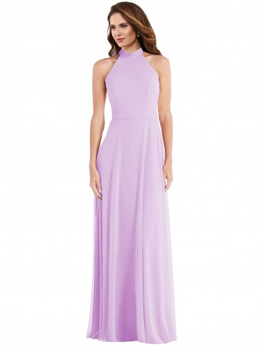 Sleeveless Lilac Low Back A-Line Halter Neck Semi Formal Evening Dress / Bridesmaid Dress Maidstone