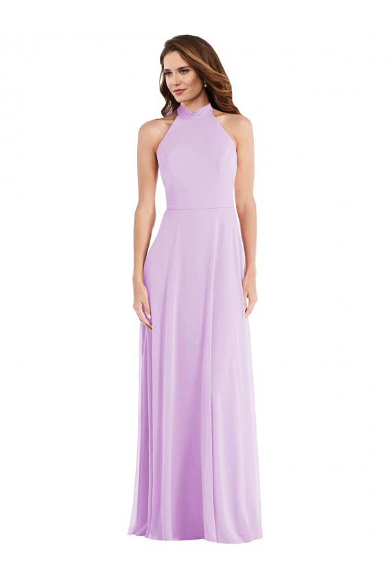 Sleeveless Lilac Low Back A-Line Halter Neck Semi Formal Evening Dress / Bridesmaid Dress Maidstone