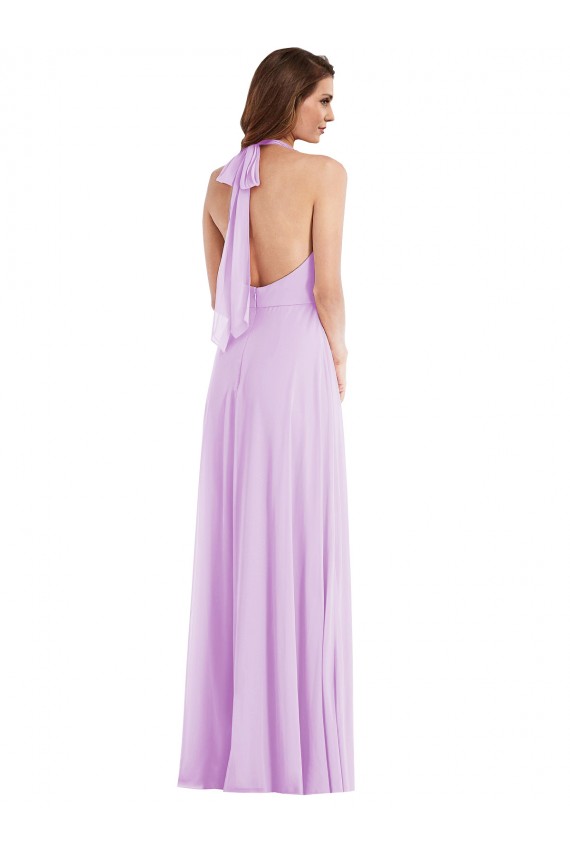 Sleeveless Lilac Low Back A-Line Halter Neck Semi Formal Evening Dress / Bridesmaid Dress Maidstone