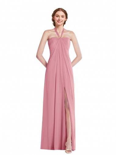 Sleeveless Skin Pink Open Back A-Line Halter Neck Semi Formal Evening Dress / Bridesmaid Dress Maidstone