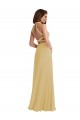 Sleeveless Gold Criss Cross Open Back A-Line Halter Neck Semi Formal Evening Dress / Bridesmaid Dress Maidstone