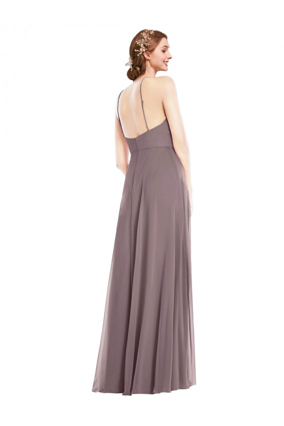 Sleeveless Dusty Rose Low Back A-Line Halter Neck Formal Evening Gown / Bridesmaid Dress Maidstone