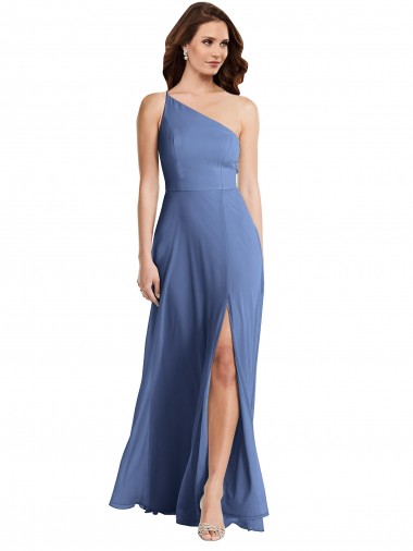 Sleeveless Windsor Blue A-Line One Shoulder Formal Evening Gown / Bridesmaid Dress Maidstone