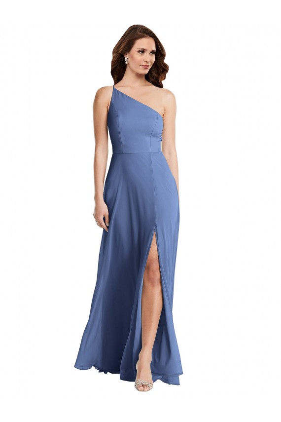 Sleeveless Windsor Blue A-Line One Shoulder Formal Evening Gown / Bridesmaid Dress Maidstone