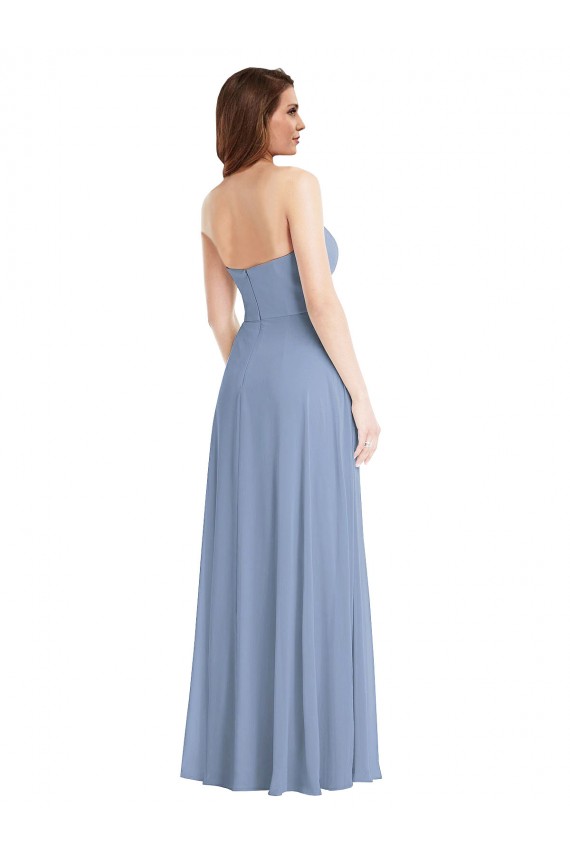 Sleeveless Dusty Blue A-Line Strapless Semi Formal Evening Dress / Bridesmaid Dress Maidstone