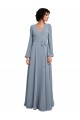 Long Sleeves Dusty Blue A-Line V-Neck Bridesmaid Dress / Formal Dress Maidstone