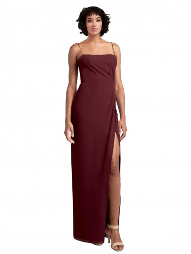 Sleeveless Burgundy Gold Open Back A-Line Spaghetti Straps Evening Dress / Bridesmaid Dress Maidstone
