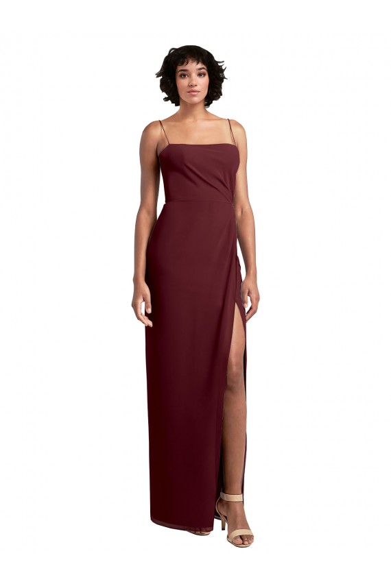 Sleeveless Burgundy Gold Open Back A-Line Spaghetti Straps Evening Dress / Bridesmaid Dress Maidstone