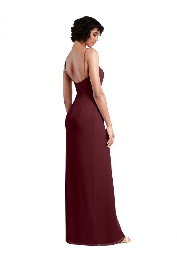 Sleeveless Burgundy Gold Open Back A-Line Spaghetti Straps Evening Dress / Bridesmaid Dress Maidstone