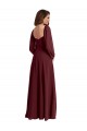 Long Sleeves Burgundy Gold A-Line Square Neck Bridesmaid Dress / Evening Dress Maidstone