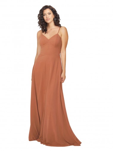 Sleeveless Rosewood Keyhole Back A-Line V-Neck Bridesmaid Dress Maidstone