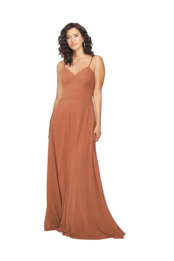 Sleeveless Rosewood Keyhole Back A-Line V-Neck Bridesmaid Dress Maidstone