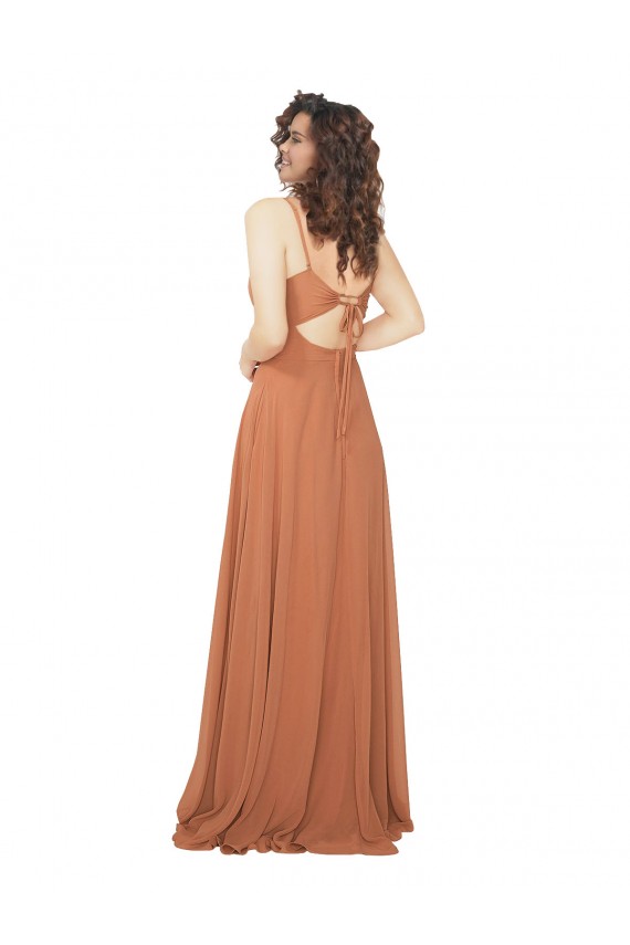 Sleeveless Rosewood Keyhole Back A-Line V-Neck Bridesmaid Dress Maidstone