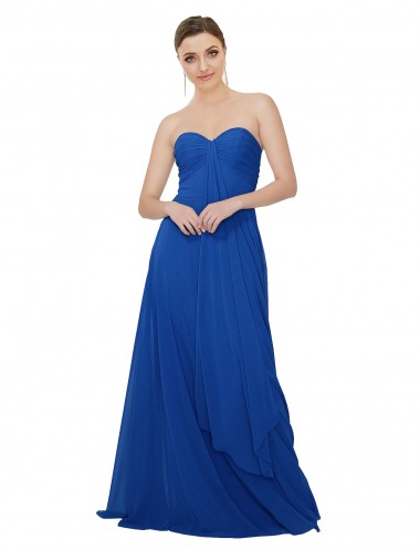 Sleeveless Royal Blue Keyhole Back A-Line Sweetheart Bridesmaid Dress / Evening Dress Maidstone