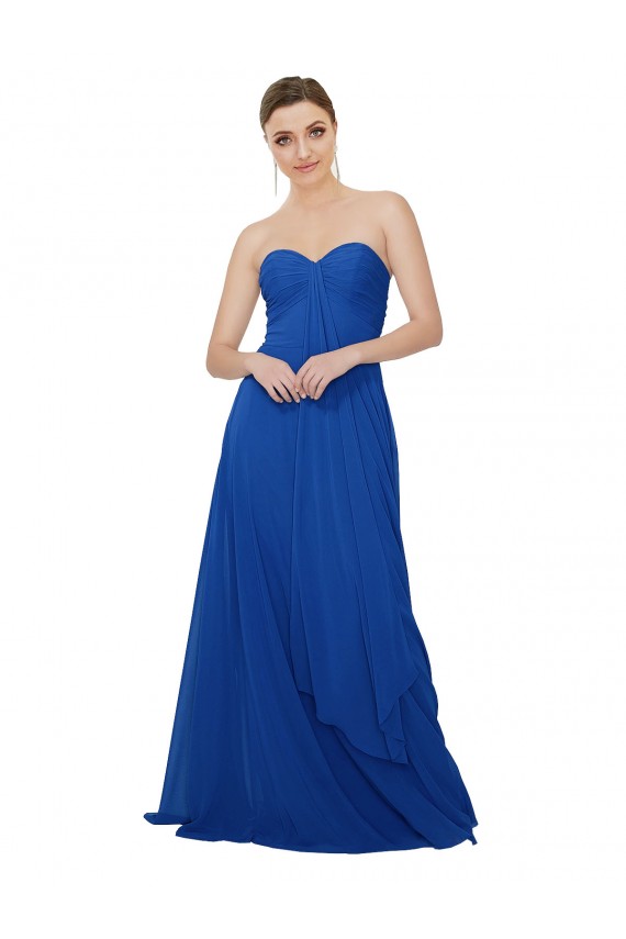 Sleeveless Royal Blue Keyhole Back A-Line Sweetheart Bridesmaid Dress / Evening Dress Maidstone