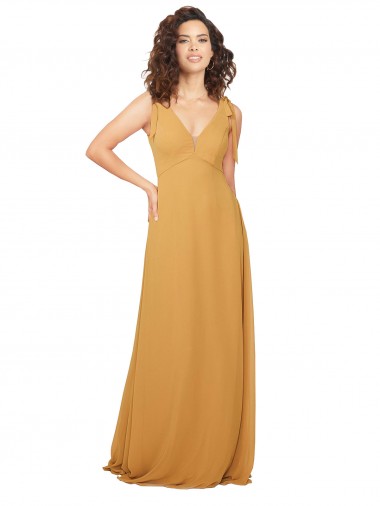 Sleeveless Saffron Keyhole Back A-Line V-Neck Bridesmaid Dress Maidstone