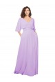 Half Sleeves Lilac Low Back A-Line V-Neck Bridesmaid Dress Maidstone