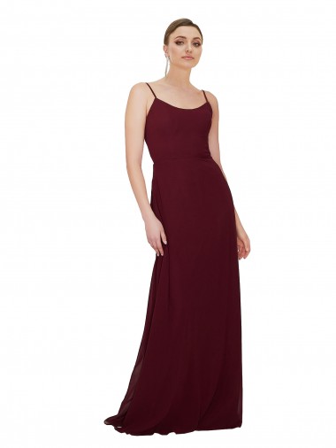 Sleeveless Burgundy Gold Keyhole Back A-Line Scoop Neck Bridesmaid Dress Maidstone