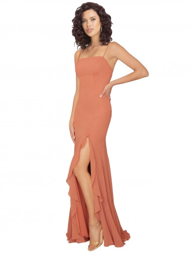Sleeveless Rosewood V-Back A-Line Square Neck Bridesmaid Dress Maidstone